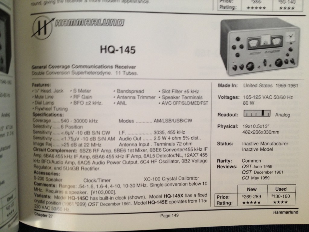 Hammarlund 145 – Southwest Iowa Amateur Radio Club